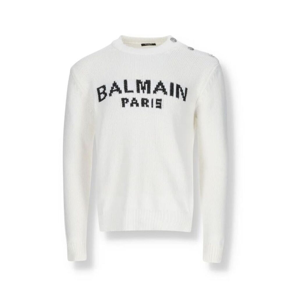 Balmain White Cotton Men's Sweatshirt